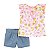 Conjunto Infantil Carter’s 2 Peças – Blusa Floral + Short Jeans Leve - Imagem 1