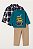 Conjunto Infantil Carter’s 3 Peças – Camisa Xadrez, Camiseta Escavadeira e Calça Caqui - Imagem 1