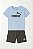 Conjunto Puma Infantil Camiseta Azul + Shorts Grafite - Imagem 1