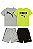 Conjunto Infantil Puma 2 Camisetas + 2 Bermudas – Cinza, Preto e Verde Neon - Imagem 1