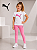 Conjunto Puma Infantil Feminino – Camiseta Branca Logo Rosa + Calça Legging Rosa - Imagem 1