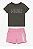 Conjunto Infantil Puma Feminino – Camiseta Cinza e Short Rosa - Imagem 1