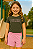 Conjunto Infantil Puma Feminino – Camiseta Cinza e Short Rosa - Imagem 1