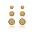 Brinco de trio dourado de zirconia banho em ouro 18k - Imagem 1