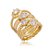 Conjunto de anel cravejado de zirconia cristal banho em ouro 18k - Imagem 1