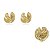 Conjunto de brinco e anel cravejado de zircônia cristal banho em ouro 18k - Imagem 1