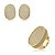 Conjunto de brinco e anel cravejado zirconia cristal banho em ouro 18k - Imagem 1