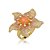 Conjunto luxo de brinco e anel laranja banho em ouro 18k - Imagem 5