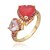 Conjunto de brinco e anel de coração com zirconia e pedra fusion banho em ouro 18k - Imagem 5