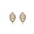 Brinco de base navete dourado com zirconia cristal banho em ouro 18k - Imagem 1