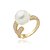 Anel de perola cravejado de zirconia cristal banho em ouro 18k - Imagem 1