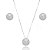 Conjunto de brinco e colar de perola com zirconia cristal banho em rodio branco - Imagem 1