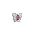 Pingente de borboleta com zirconia rosa banho em rodio branco - Imagem 1
