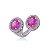 Conjunto de brinco e anel de luxo com zirconia pink banho em rodio branco - Imagem 3
