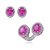 Conjunto de brinco e anel de luxo com zirconia pink banho em rodio branco - Imagem 1