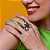 Conjunto de brinco e anel com zirconia esmeralda banho em rodio branco - Imagem 5