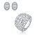 Conjunto de brinco e anel com zirconia cristal banho em rodio branco - Imagem 1