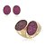 Conjunto de brinco e anel dourado com zirconia pink banho em ouro 18k - Imagem 1