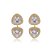 Conjunto de brinco e anel de luxo dourado com zirconia cristal banho em ouro 18k - Imagem 3