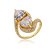 Conjunto de brinco e anel de luxo dourado com zirconia cristal banho em ouro 18k - Imagem 4