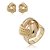 Conjunto de brinco e anel dourado com zirconia cristal banho em ouro 18k - Imagem 1