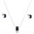 Conjunto de brinco e colar com zirconia onix banho em rodio branco - Imagem 1