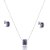 Conjunto de brinco e colar com zirconia ametista banho em rodio branco - Imagem 1