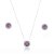 Conjunto de brinco e colar com zirconia pink banho em rodio branco - Imagem 2