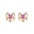 Conjunto de brinco e colar dourado com zirconia pink banho em ouro 18K - Imagem 2
