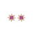 Conjunto de brinco e colar dourado com zirconia pink banho em ouro 18K - Imagem 2