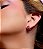 Brinco de argola com zirconia pink banho em rodio branco - Imagem 3