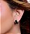 Brinco de argola com zirconia onix banho em rodio branco - Imagem 2