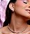 Brinco de argola com zirconia pink banho em rodio branco - Imagem 3