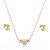 Conjunto de brinco e colar liso banho em rodio branco e ouro 18k - Imagem 1