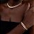 Colar dourado acetinado com zirconia cristal com banho em ouro 18k - Imagem 4