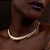 Colar dourado acetinado com zirconia cristal com banho em ouro 18k - Imagem 3