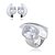 Conjunto de brinco e anel com zirconia cristal com banho em rodio branco - Imagem 1