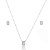 Conjunto de brinco e colar com zirconia cristal banho em rodio branco - Imagem 1