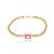 Pulseira de riviera dourada com zirconia pink banho em ouro 18K - Imagem 1