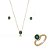 Trio de colar brinco e anel com zirconia esmeralda banho em ouro 18k - Imagem 1