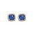 Conjunto de brinco e anel cravejado de zirconia safira banho em ouro 18k - Imagem 2