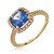 Conjunto de brinco e anel cravejado de zirconia safira banho em ouro 18k - Imagem 3