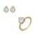 Conjunto de brinco e anel cravejado de zirconia cristal banho em ouro 18k - Imagem 1