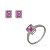 Conjunto de brinco e colar com zirconia pink banho em rodio branco - Imagem 1
