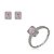 Conjunto de brinco e anel cravejado de zirconia rosa banho rodio branco - Imagem 1