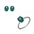Conjunto de brinco e anel cravejado de zirconia esmeralda banho rodio branco - Imagem 1