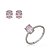 Conjunto de brinco e anel cravejado de zirconia rosa banho rodio branco - Imagem 1