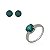 Conjunto de brinco e anel cravejado de zirconia esmeralda banho rodio branco - Imagem 1