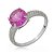 Conjunto de brinco e anel cravejado de zirconia pink banho rodio branco - Imagem 3