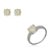 Conjunto de brinco e anel cravejado de zirconia citrino banho rodio branco - Imagem 1